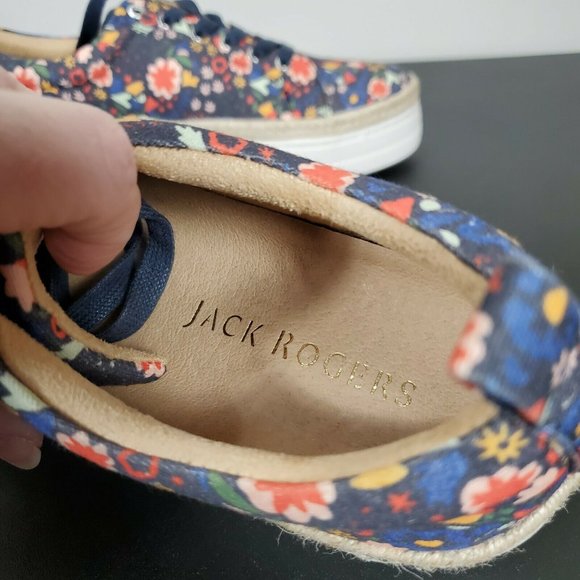 Jack Rogers Mia Blue Floral Platform Sneakers‎ Shoes Size 7.5 - Picture 7 of 9